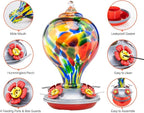 Muse Garden Hummingbird Feeders for Outdoors Hanging, Blown Glass Hummingbird Feeder Gifts for Mom, Garden Backyard Decor for Outside, Unique Gifts Idea for Women, 32OZ, Rhapsody