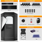 Portable Red Light Sauna Box for Home Use,3L 1200W Steam Generator, XL Foldable Sauna Tent with Chair & Mat,Full Body Detox, Recovery & Relaxation Spa