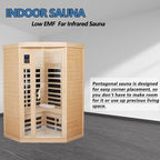 Far Infrared Sauna Low EMF Wooden Saunas for Home, 2-3 Person Indoor Home Saunabox, 1600watt Canadian Hemlock Sauna Room with Bluetooth, LCD, 10 Minutes Pre-Warm up