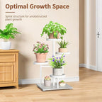 LASZOLA White 4 Tier Plant Stand Indoor Heavy Duty Rack for Modern House Planter, Metal and Wooden Vertical Organizer Decor Narrow Bathroom Floor, Sturdy Multi Level Flower Holder Raised, Cat Proof