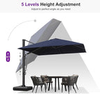 PURPLE LEAF 10 FT Square Patio Umbrella Large Outdoor Aluminum Offset Umbrella with 360-degree Rotation Cantilever Umbrella for Garden Deck Backyard Pool, Navy Blue
