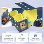 Card Deck Box for MTG, Double Deck Storage Box with 2 Commander Display & 1 Dice Tray, Fits 200+ Double Sleeved Cards, Card Organizer for CCG TCG Sports (Blue Yellow)