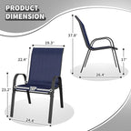 Patio Dining Chairs Set of 4, Outdoor Stackable Dining Chairs High Back for All Weather, Patio Furniture for Backyard, Porch, Garden, Pool Deck (Blue)