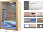 Wooden Infrared Sauna Room, Canadian Hemlock Low EMF, 2-3 Person 1832W Personal Home Spa Carbon Heater Sauna Full Spectrum Sauna Room
