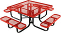 COATEDOUTDOORFURNITURE Heavy-Duty Portable Outdoor Kids Table with Umbrella Hole, Expanded Metal Kids Picnic Table, Commercial-Grade, Made in America (46 in, Square, Childrens, Red)