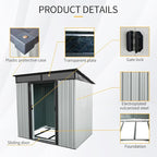 6X5 FT Outdoor Storage Shed, Waterproof Metal Garden Sheds with Lockable Door, Steel Tool Storage Buildings Shed & Outdoor Storage House for Garden, Backyard, Patio, Lawn, Trash Cans(White + Black)