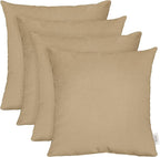RSH DECOR: Sunbrella Square Throw Pillows Set of 4 | 20" x 20" | Water and Fade-Resistant Performance Fabric | Outdoor Pillow Covers with Down-Alternative Inserts | Canvas Heather Beige