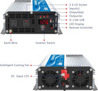 GIANDEL 2000Watt Power Inverter 12V DC to 110V 120V AC ETL Listed UL458 STD 2000W Inverter with 15 FT Wired Remote LED Display Dual Outlets for RVs Off Grid Solar Setup Truck Boat Marine