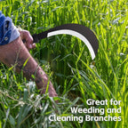Weeding Sickle Machete Knife Brush Clearing Hand Sickle Garden Tool with Carbon Steel Thick Blade Gardening Machete for Yard Work