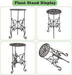 OwnMy Heavy Duty Cast Iron Plant Stand Indoor Outdoor Vintage Wrought Iron Round Flower Pot Holder Stand, 19.3" Tall Decorative Large Potted Plant Stand for Home Garden Patio, Retro-Brown