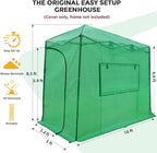 EAGLE PEAK Replacement Cover for 10x5 Portable Lean-to Greenhouse, 2 Roll-Up Zipper Entry Doors and 1 Large Roll-Up Side Window (Frame Not Included), Green