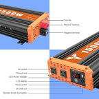 1500 Watt Pure Sine Wave Power Inverter 24V DC to 120V AC, 3000W Surge Peak Power, Inverter for RV, Truck, Solar, Campers with 2 AC Outlet, 5V 2.0A USB, Remote Control Compatible with Lithium