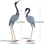 Crane Statue Garden Décor, Metal Heron Statue Yard Art for Outdoor Patio Lawn Backyard Pool Front Porch Deocr, Bird Garden Sculpture & Statues, Set of 2, Black and White