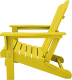KINGYES Folding Adirondack Chair Set of 2, HDPE All-Weather Folding Adirondack Chair, Yellow