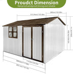 10x8FT Outdoor Metal Storage Shed with Window & Pent Roof – Heavy-Duty Steel Garden Shed, Secure Hinged Door, Weatherproof for Tools, Bikes & Lawn Equipment