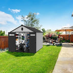 Chery Industrial 8 x 12FT Outdoor Storage, Affordable Metal Tool Shed with Lockable Sliding Shed Door and Vents,Waterproof Galvanized Steel Sheds & Outdoor Storage for Backyard, Garden(Grey)
