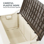 Outvita Foldable 75 Gallon Outdoor Storage Box, Plastic Storage Containers with Lid, Patio Deck Box Furniture for Garden, Pool, Balcony, Yard (Brown)