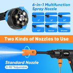 Portable Cordless Pressure Washer, 600 PSI 21V Rechargeable Two Batteries Powered Pressure Washer,6-in-1 Nozzle with Standard Nozzle for Car Floor Wall Fence Cleaning