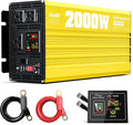 XWJNE 2000W Pure Sine Wave Power Inverter 24V DC to 120V AC Converter with LED Display and Remote Controller for Home, RV, Truck, Off-Grid Solar Power
