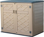 Large Horizontal Storage Sheds,38 cu.ft Resin Garden Shed Weather Resistance,Outdoor Storage Box Lockable for Patio,Backyard,Garden,Home(Brown)