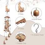 Cat Wind Chimes for Outside, Metal Windchimes Outdoors Birthday Gifts for Women Memorial Sympathy Wind Chimes for Patio Garden Yard