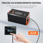 4000W Pure Sine Wave Power Inverter 12V DC to 110V AC Converter Peak Power 8000W for RV Truck Off-Grid Solar Car Inverter with 4 AC Outlets, 2 USB & 1 Type-C Ports, Hardwire Kit, Remote Controller