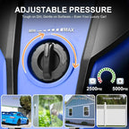 Pressure Cleaner Adjustable 5000PSI 4.0 GPM High Power Cleaners with 33ft Hose Reel, 4 Nozzle and Foam Cannon, Power Cleaners Machine for Home, Cars, Patio (Light Blue)