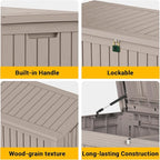 EasyUp 200 Gallon Deck Boxes Resin Large Storage Bins with Lids, Outside Storage Box & Deck Boxes Outdoor Waterproof for Outdoor Use
