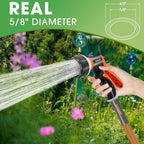 Heavy Duty Garden Hose – 5/8 Inch Flexible, Lightweight Hybrid Hose with 600 PSI Burst Pressure, Swivel Handle, and Durable Copper Male/Female Fittings (Orange with hose sprayer, 100FT)