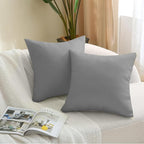 18" x 18" Throw Pillows, Outdoor Waterproof Pillows with Inserts, Square Decorative Pillows for Patio Furniture Garden Couch Sofa Home(Light Gray, Set of 2)