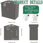 6x3.6FT Outdoor Storage Shed, Galvanized Steel Garden Shed with Lockable Door & Window, Waterproof Metal Tool Storage for Garden, Backyard, Patio, Lawn(Peak Roof)