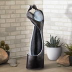 Modern Couple 47" High Large Indoor Outdoor Decor Black Resin Floor Fountain with Light LED Tall Standing Water Feature for Outside Garden Patio Yard Backyard Porch Deck Relaxation - John Timberland