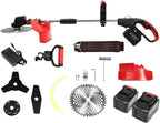 Electric Weed Wacker Eater Cordless, 21V Lightweight No-String Weed Trimmer with 2x3000mAh Batteries 3 in 1 Stringless Grass Trimmer/Edger/Brush Cutter with 3 Types Blade for Garden Yard Lawn