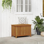 vidaXL Wooden Deck Box - Outdoor Teak Storage Chest, Ideal for Patio Furniture Cushions, Pool Accessories, Garden Tools - Water-Resistant Bag Inside - 35.4''x19.7''x22.8'', Solid Acacia Wood