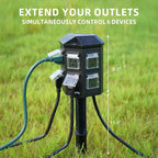 Outdoor Power Strip Weatherproof, 100 FT Extension Cord with Power Stake, 6 Grounded Outlets for Outdoor Lights, 15A/1875W, ETL Listed