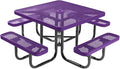 COATEDOUTDOORFURNITURE Heavy-Duty Portable Outdoor Picnic Table with Umbrella Hole, Expanded Metal Commercial-Grade Patio Dining Furniture Made in America (46" Square Top, Purple)