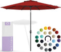 Midtown Umbrellas Sunbrella Umbrella 8 Feet Outdoor Umbrella With Sunbrella Red Acrylic Fabric - Auto-Tilt Aluminum Frame Patio Umbrella For Backyard, Deck, Garden, Pool - Black Pole