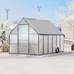 Greenhouse 8x10 FT Aluminum-Framed Heavy Duty Polycarbonate with Quick Setup Structure and Roof Vent, Large Enhanced Outdoors Green House Kit