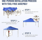 CROWN SHADES Gazebo 10x10 Pop Up Canopy with Mosquito Netting, Screen Tent with 4 Ropes, 8 Stakes, 4 Sandbags and Wheeled Storage Bag, Canopy for Patio & Backyard, Blue