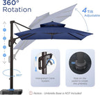 10' X 13' Patio Umbrella Outdoor Large Rectangle Offset Cantilever Umbrellas Double Top Heavy Duty Windproof with 360-degree Rotation for Pool Garden Deck