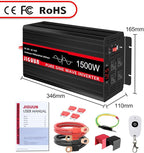 JIGUUN 1500 Watt Pure Sine Wave Inverter DC 12V to AC 120V Converter, Remote Control Power Car Inverter with LED 4 AC Outlets USB Output for Outdoor Camping RV.