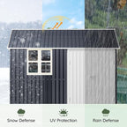 8x10 FT Outdoor Metal Storage Shed, Single Door, 1 Clear Window, Tool Shed for Garden, Patio, Backyard Nightblue