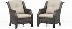 Patio Chairs Set of 2 Rattan Chair Patio Furniture Set with Thick Cushions and All-Weather PE Wicker for Garden, Patio and Porch, Beige