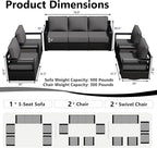 Outdoor Patio Furniture Set, 5-Piece Aluminum Patio Conversation Set All-Weather Metal Outdoor Sectional with 6 Inch Thick Cushions, Deep Setting for Garden, Outside and Porch