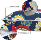 Magpie Fabrics Pack of 2 Outdoor Waterproof Lumbar Rectangular Throw Pillow with Insert 12x20 Inch, Home Decorative Toss Cushion for Patio Garden Car Office (Floral Navy)