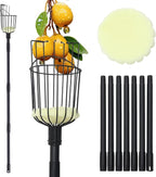 Fruit Picker Pole with Basket - 8.43FT(257CM) Adjustable Tree Gardening Supplies with Stainless Steel Handle Apple Picker Fruit Grabber Reach Tool for Mango Pear Orange Avocados Fruit Picking, Black