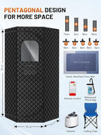 Portable Steam Sauna for Home, Portable Sauna Box Full Body for Home with 9 Adjustable Heat Levels, Steam Sauna with 3L 1500W Steamer, Folding Chair, 99 Minute Timer