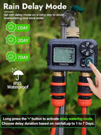 Insoma 2-Zone Water Timer Brass Inlet/Outlet, Programmable Outdoor Hose Faucet Timers with Auto/Manual Modes + Rain Delay, Waterproof Sprinkler Timer for Garden, Lawn, Yard, Pool | Save Water & Money