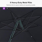 PURPLE LEAF 9' × 9' Patio Cantilever Umbrella with Base Outdoor Square Adjustable Offset Umbrellas with 360-degree Rotation and 8 Heavy Duty Metal Ribs for Garden Deck Pool Grey