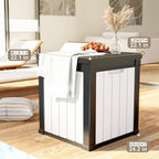 50 Gallon Resin Deck Box, Lockable Outdoor Storage Box for Patio Cushions Storage Furniture,Garden Tools, Pool Supplies, Weatherproof and UV Resistant (Black&White)